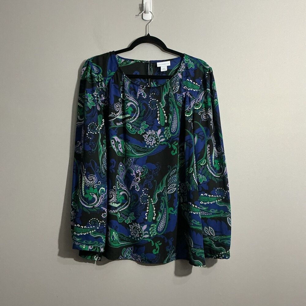 Liz Claiborne Women's XXL Paisley Print Sheer Blouse Long Sleeve Lightweight